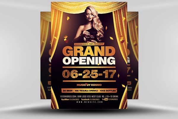 Grand Opening Flyer Designs – Bold & Attractive Flyers for Store Launch Events | Customizable PSD, AI and EPS Formats
